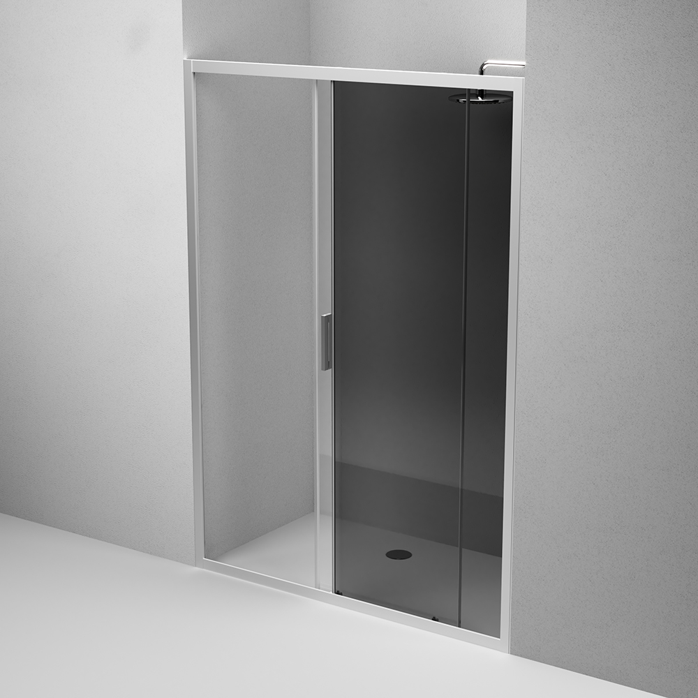 W90G-140-1-195MG Solo Дверь душевая 140х195 стекло тонированное профиль матовый хром AM.PM Gem - Вид №4