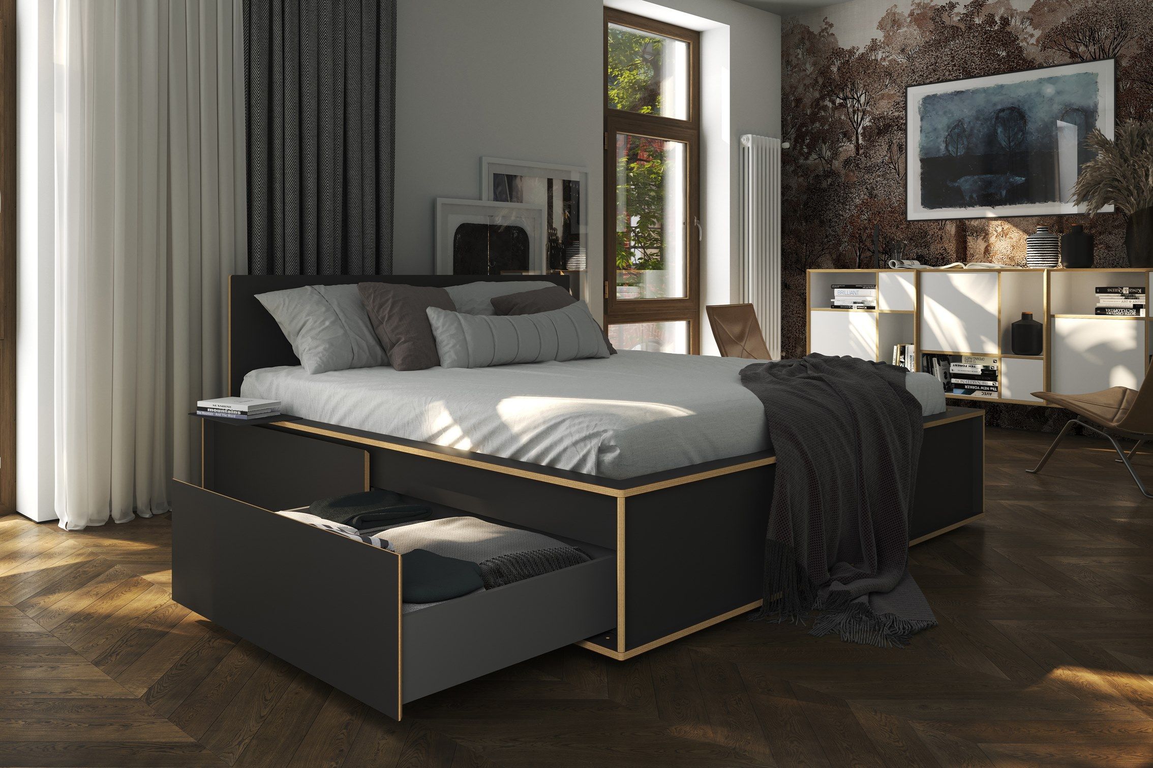 Двуспальная кровать-контейнер из многослойного материала Müller Small Living SPAZE ARCH-00061252 - Вид №8