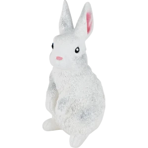 Копилка Зайчик бело-серебряная гипс