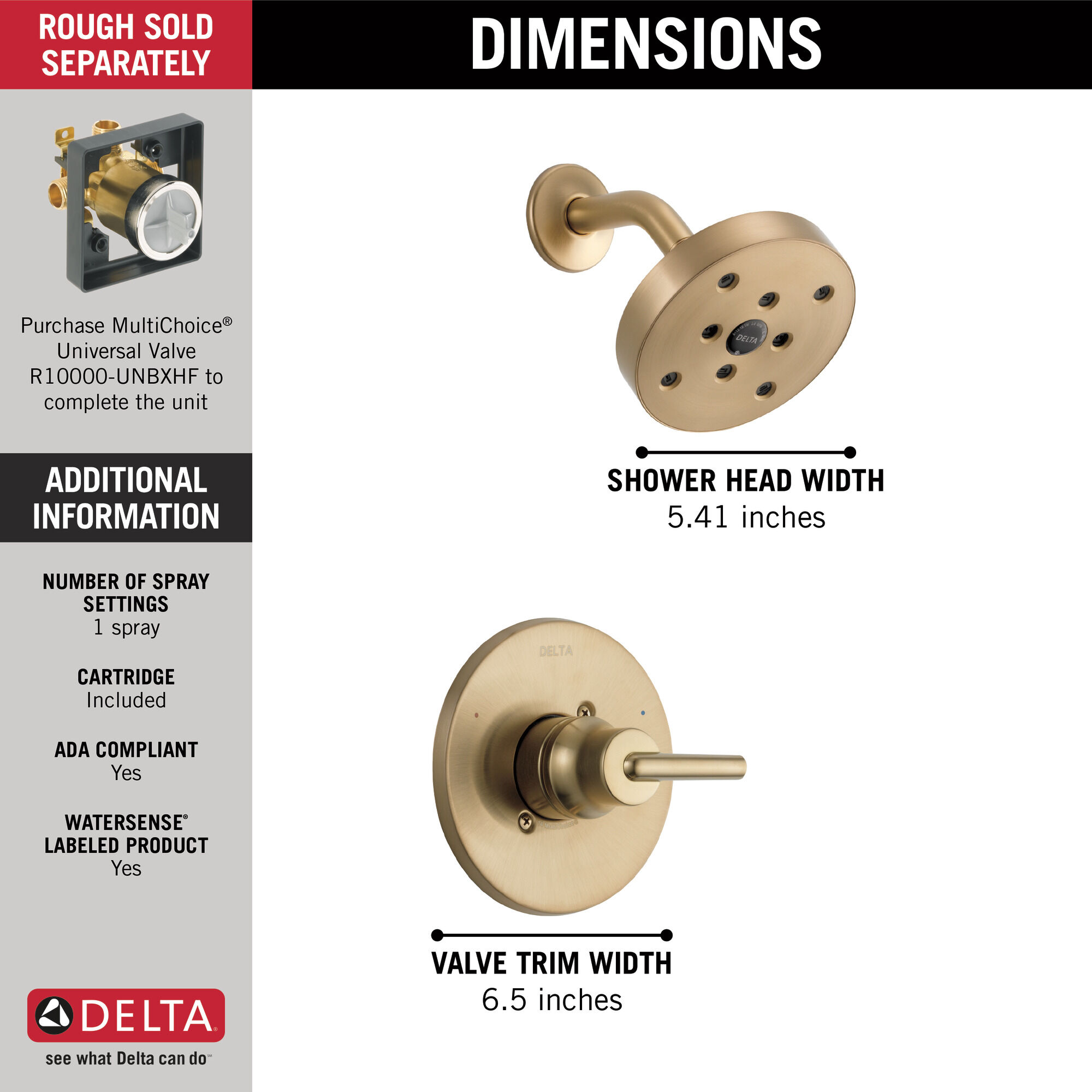 T14259-CZ Накладка для душа Monitor® 14 серии H2Okinetic® Delta Faucet Trinsic Шампанское бронза  - Вид №1