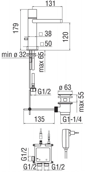 Nobili Rubinetterie Электронный смеситель для раковины водопад Loop e Ec90118/1cr - Вид №2