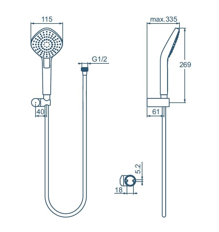 Ручной душ с 3 струями с гибким Ideal Standard IDEALRAIN ARCH-00102386 - Вид №10