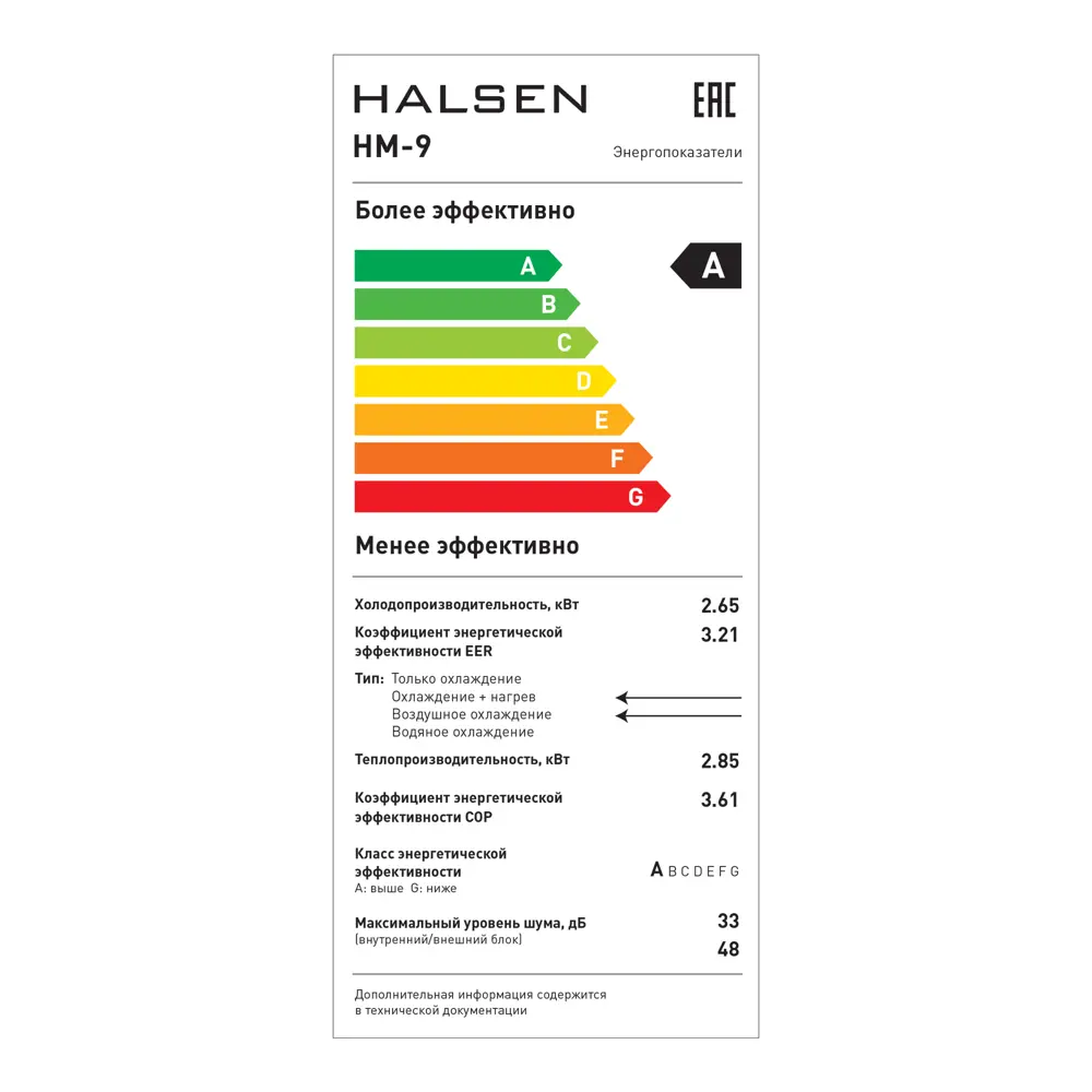 Сплит-система Halsen HM-9 9K BTU охлаждение/обогрев 83570196 STLM-2094435  - Вид №3