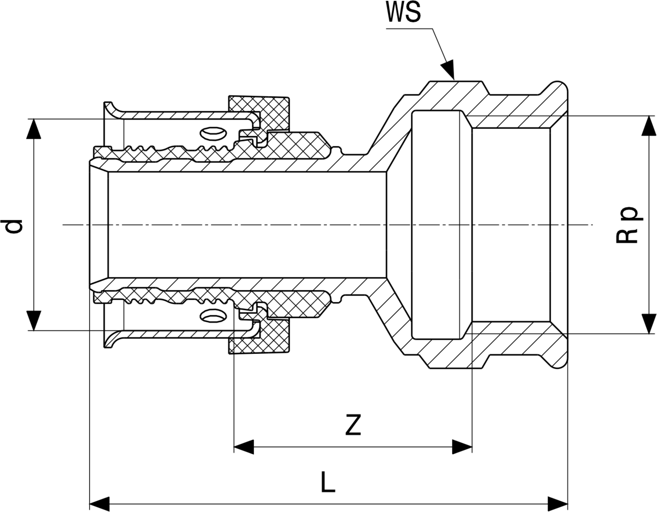 729 653 Модель 6712 Трубопроводные системы  Viega Smartpress  Переходники/​переходные угольники Santreyd  - Вид №3