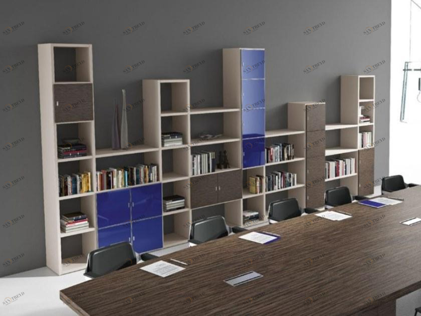 Elitable Модульный открытый книжный шкаф из шпонированной древесины Star sun-id-1493856