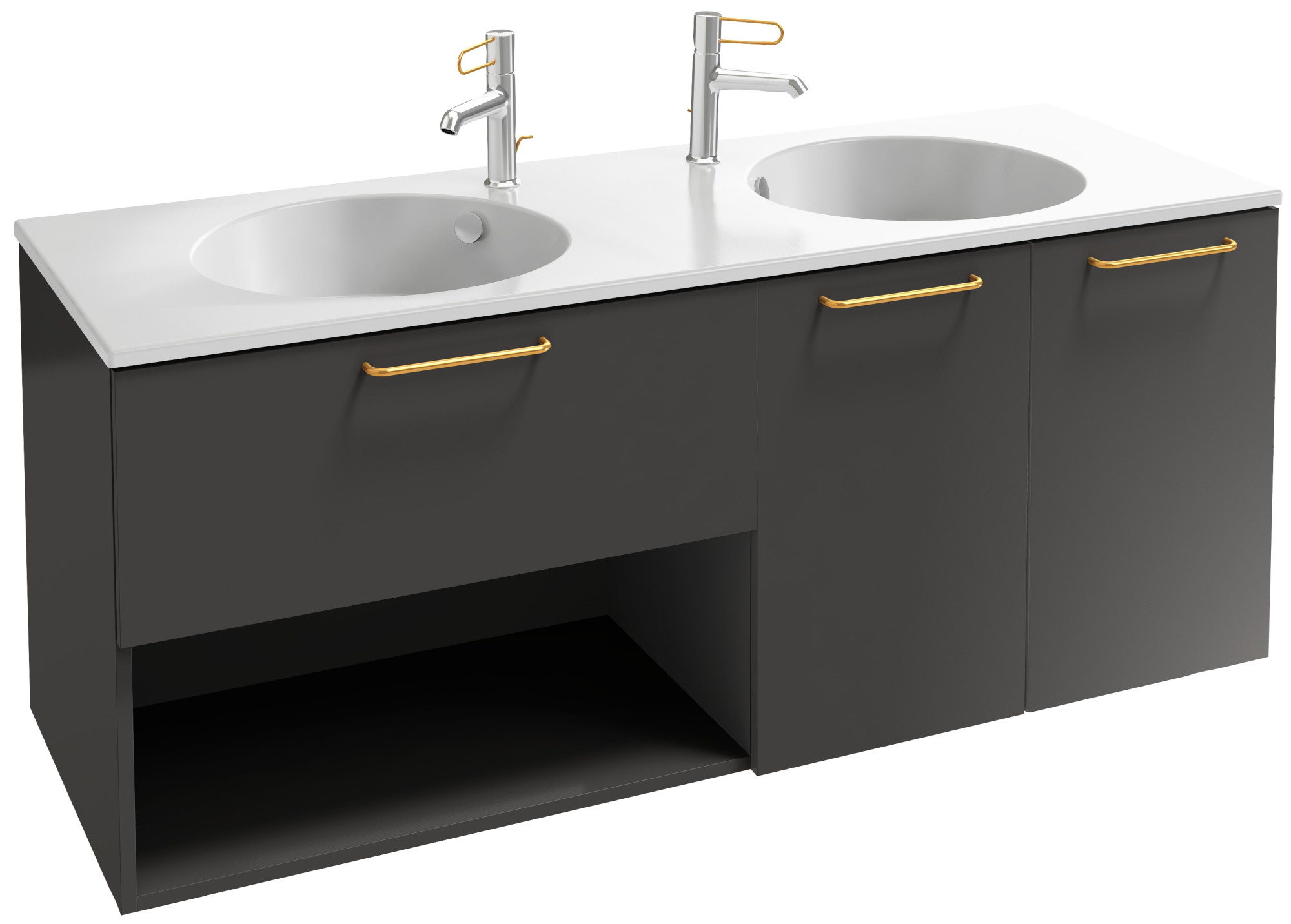 EB2556-R8-E52 Тумба для столешницы, 1 ящик/1 ниша/2 дверцы, золотая ручка JACOB DELAFON ODÉON RIVE GAUCHE ODEON RIVE GAUCHE