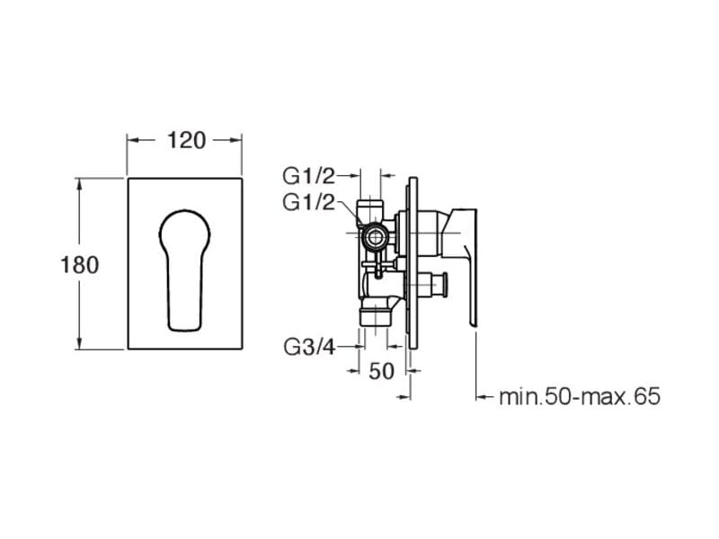 Однорычажный смеситель для душа с переключателем CRISTINA Rubinetterie Prime ARCH-00102442 - Вид №1