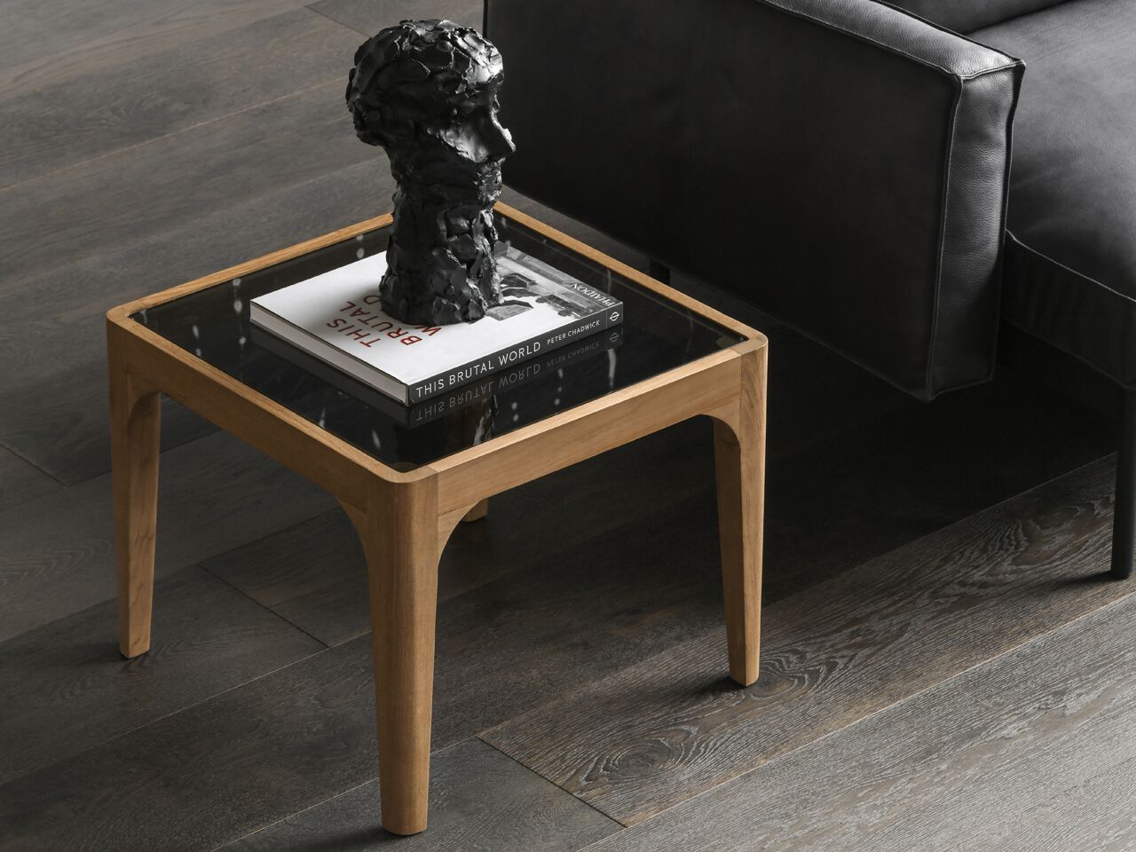 Квадратный деревянный и стеклянный журнальный столик Air Division Perry ARCH-00144771 - Вид №6