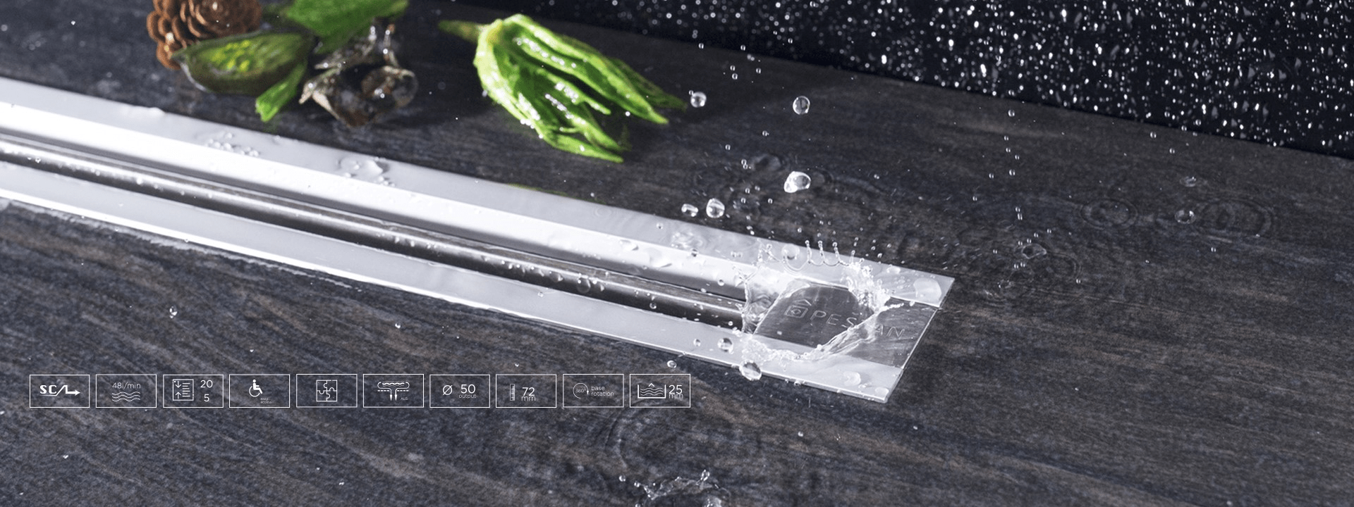 Линейный трап 1150 мм CONFLUO PREMIUM SLIM LINE 13100038 PESTAN  - Вид №7