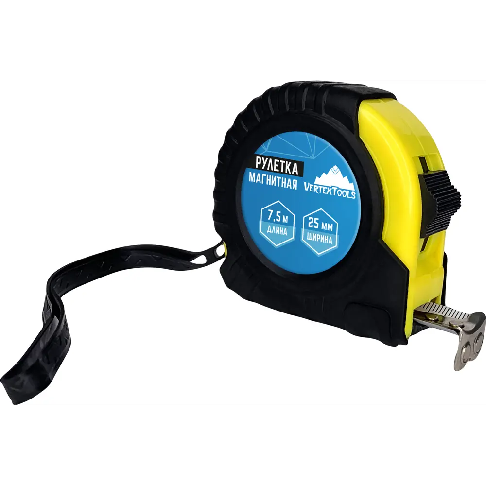 Рулетка VERTEXTOOLS магнитная 7,5 м с фиксатором и клипсой 84610406 STLM-1361817