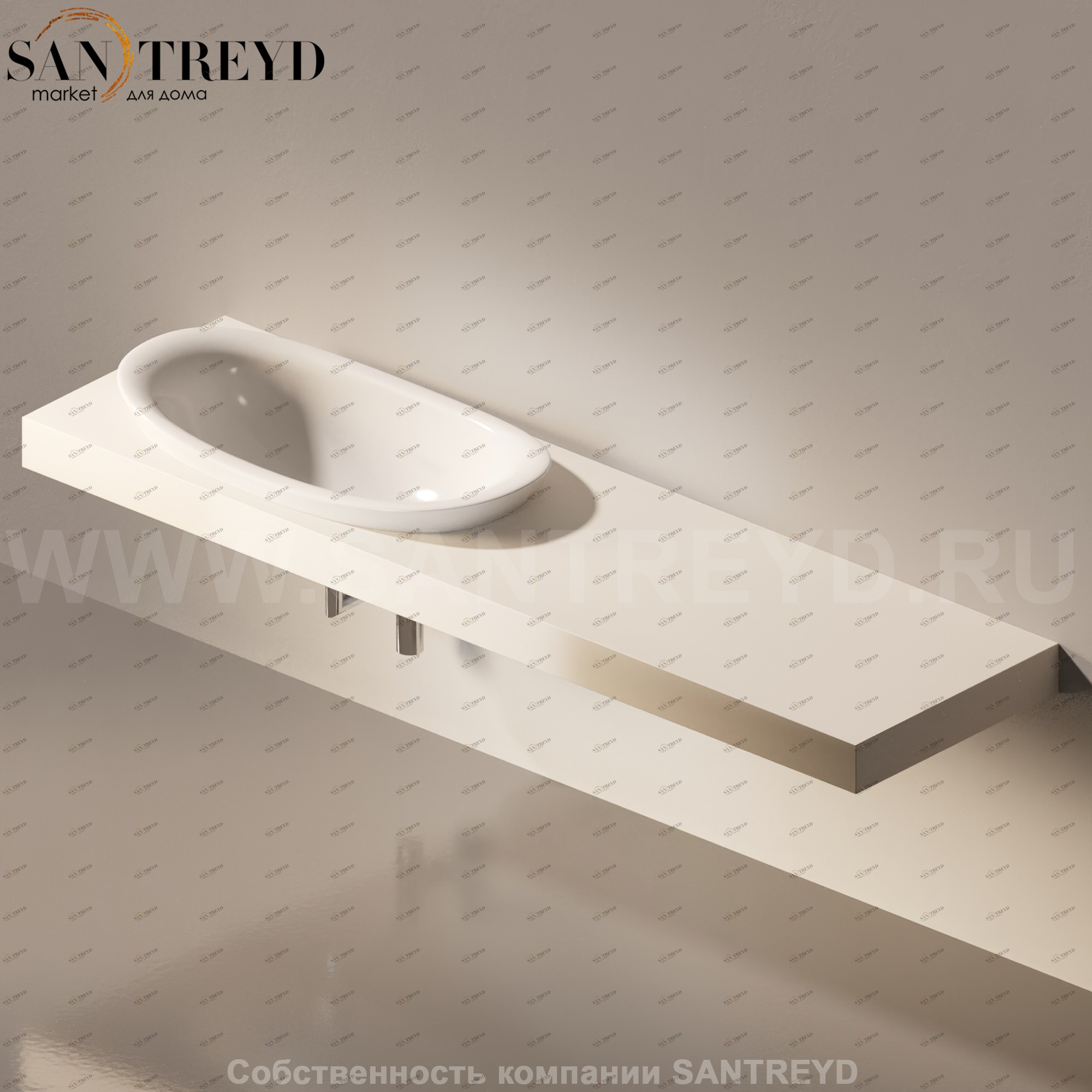 Flaminia IO e SI Столешница с отверстием под раковину от 110 до 250 см бежевая IO90M4.9003 Ceramica Flaminia IO90M49003