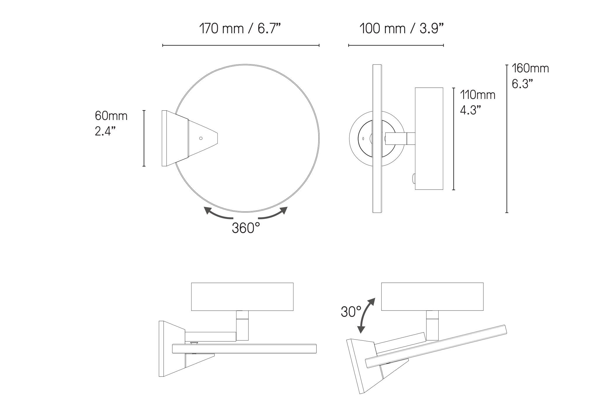 Регулируемая латунная светодиодная лампа для чтения CVL Luminaires компас ARCH-00097668 - Вид №3