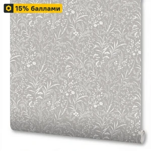 WALLSECRET Scandy: серые флизелиновые обои с ботаническим принтом 89395589