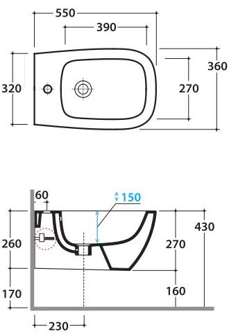 Ges09/gn009/gns09 bi Биде подвесное Genesis Ceramica Globo - Вид №5