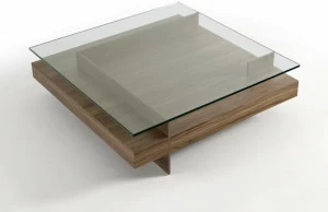 Kendo Mobiliario Низкий квадратный стеклянный журнальный столик с газетницей
