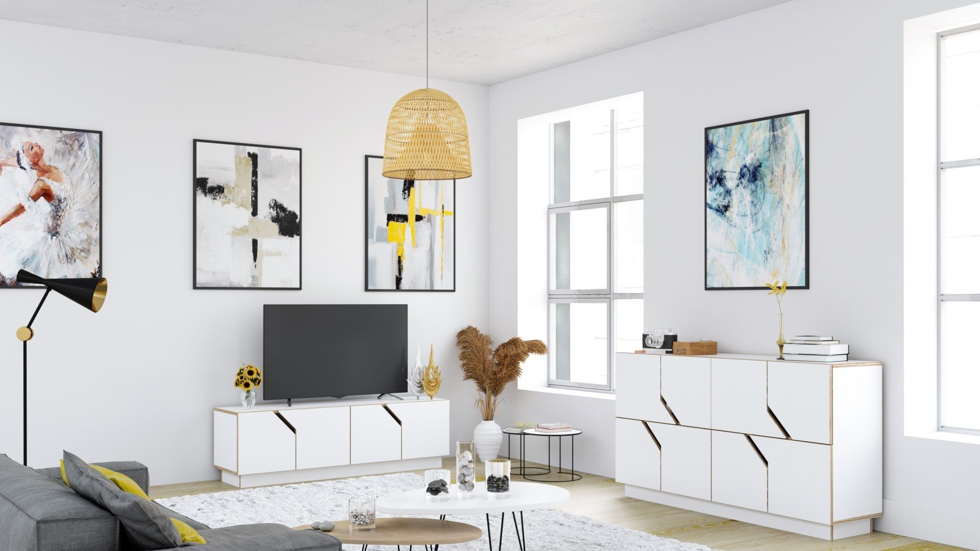 Низкий березовый ТВ-шкаф с распашными дверцами Radis Лабиринт ARCH-00048882 - Вид №7