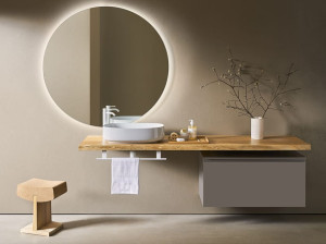 Подвесной шкаф для умывальника с выдвижным ящиком и держателем для полотенец