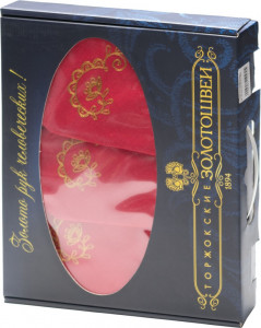 10659148 Торжокские золотошвеи Набор из скатерти и 12 салфеток "Русское застолье" , рисунок 166, красный Лён