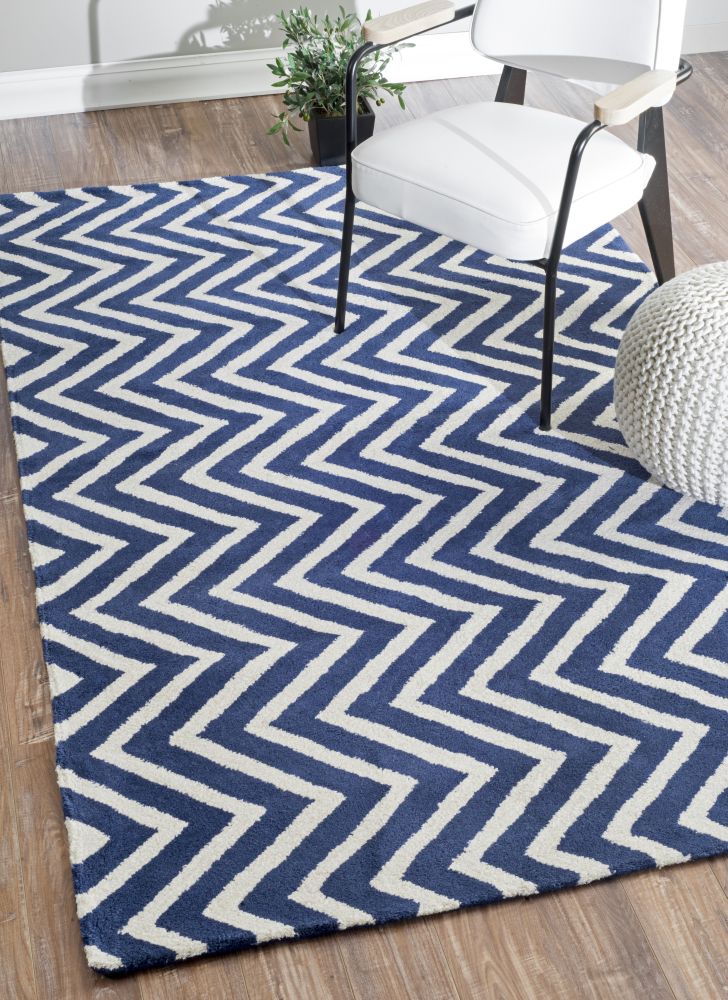 Ковер Zig Zag синий 140х200 DOLLY CAPRETS ДИЗАЙНЕРСКИЕ, ЗИГ ЗАГ 015192 Белый;синий  - Вид №1