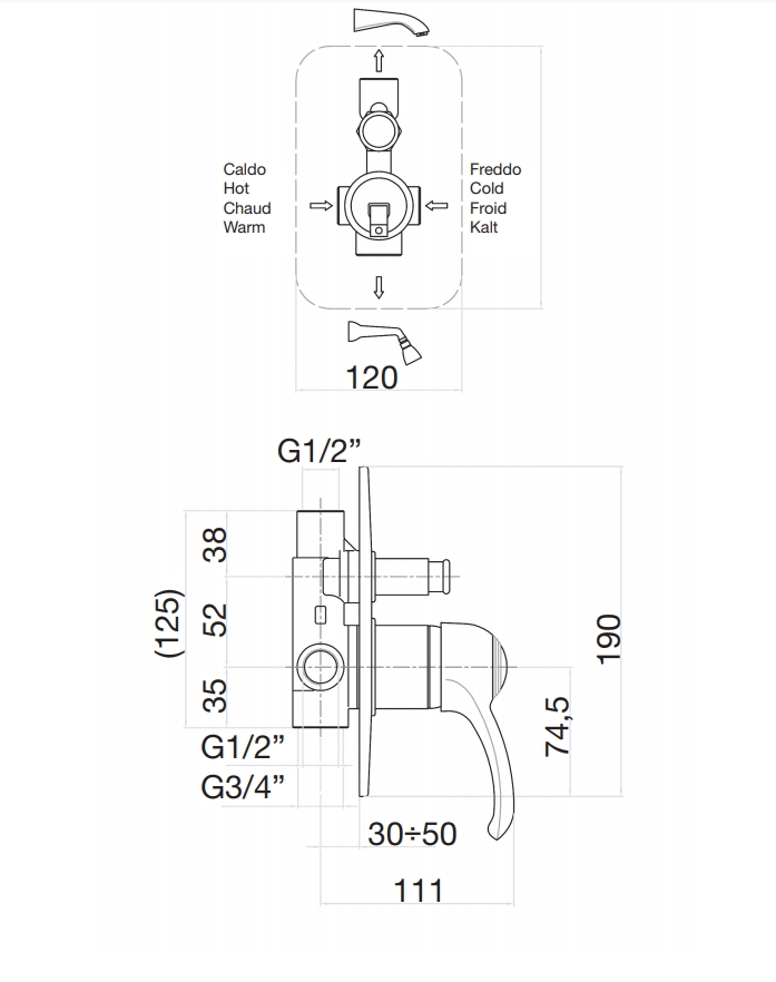 47ZZ5134 Смеситель для душа , бронза Fiore JAFAR  - Вид №2