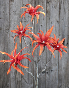 7893 334 a3 Искусственный мягкий цветок 'экзотика', 5 цветков, 115 см, апельсин H-andreas