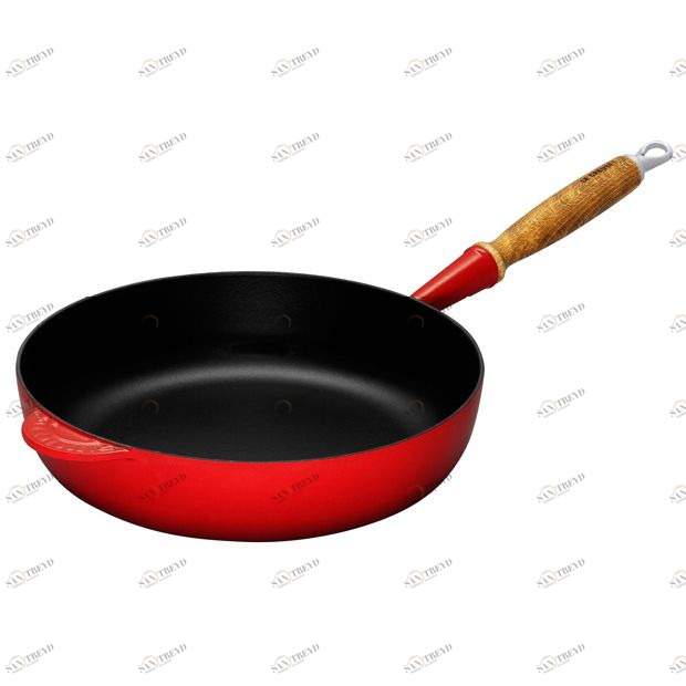Сотейник чугунный Le Creuset с деревянной ручкой, Ø28 см, вишневый 20059280600460