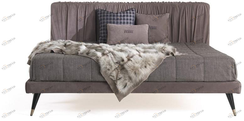 Gianfranco Ferré Home Кожаная кровать King size с мягким изголовьем Highlander Hig.312.a