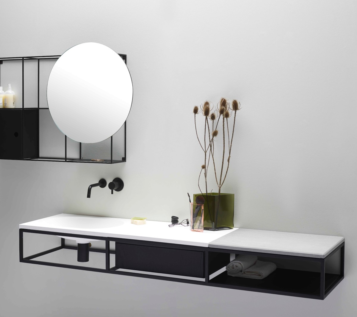 comp-composizione gs3a Подвесная раковина настенная прямоугольная Ex.T Frame черная - Вид №5