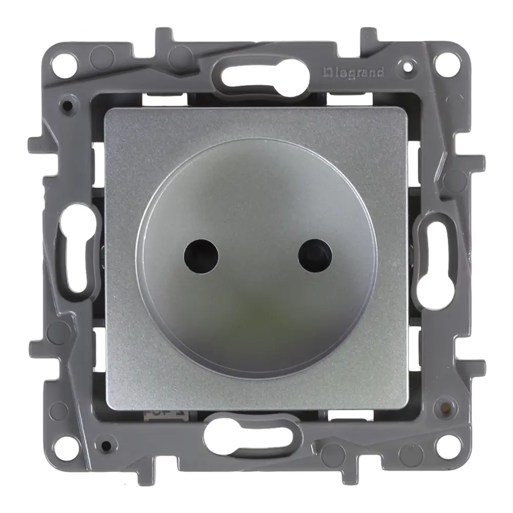Legrand Etika - розетка скрытого монтажа с защитой от детей, алюминий 17356898 STLM-0008024