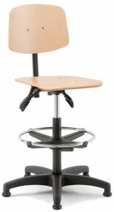 Linea Fabbrica Офисный табурет с 5 спицами из бука с подставкой для ног Woody