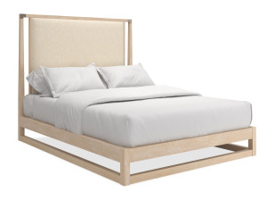 Кровать размера "queen-size" из дерева и ткани с мягким изголовьем