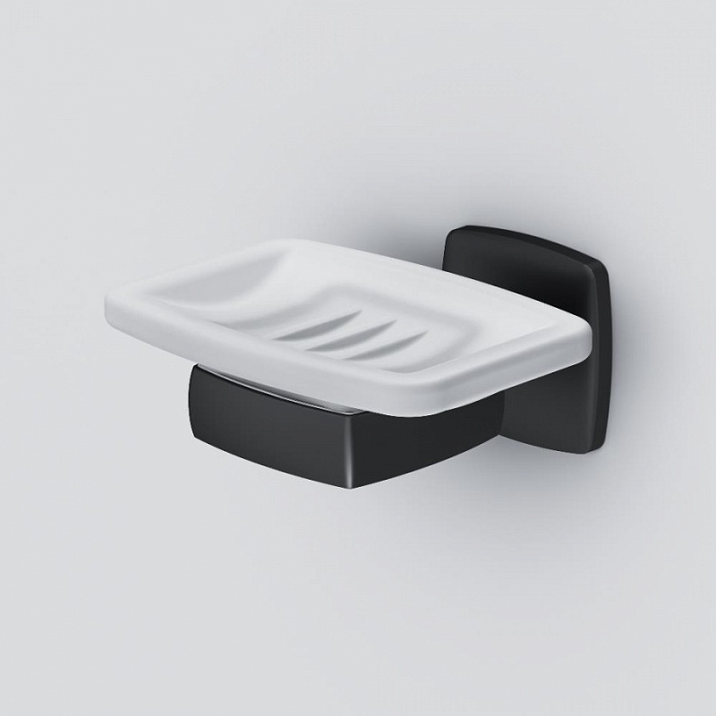 A9034222 Стеклянная мыльница с настенным держателем черная AM.PM Gem