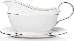10538184 Lenox Соусник с подставкой Lenox "Ханна,платиновый кант" 480мл Фарфор костяной