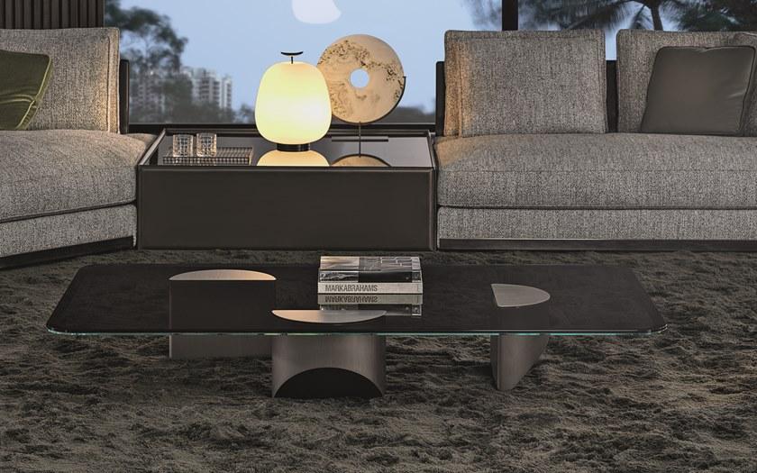 Minotti Низкий прямоугольный журнальный столик из стекла Wedge sun-id-1434910 - Вид №2