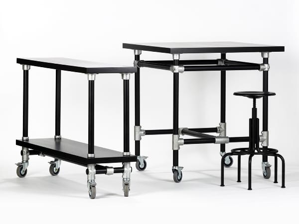 Высокий квадратный деревянный стол с колесами LAMBERT промышленность ARCH-00138316 - Вид №1