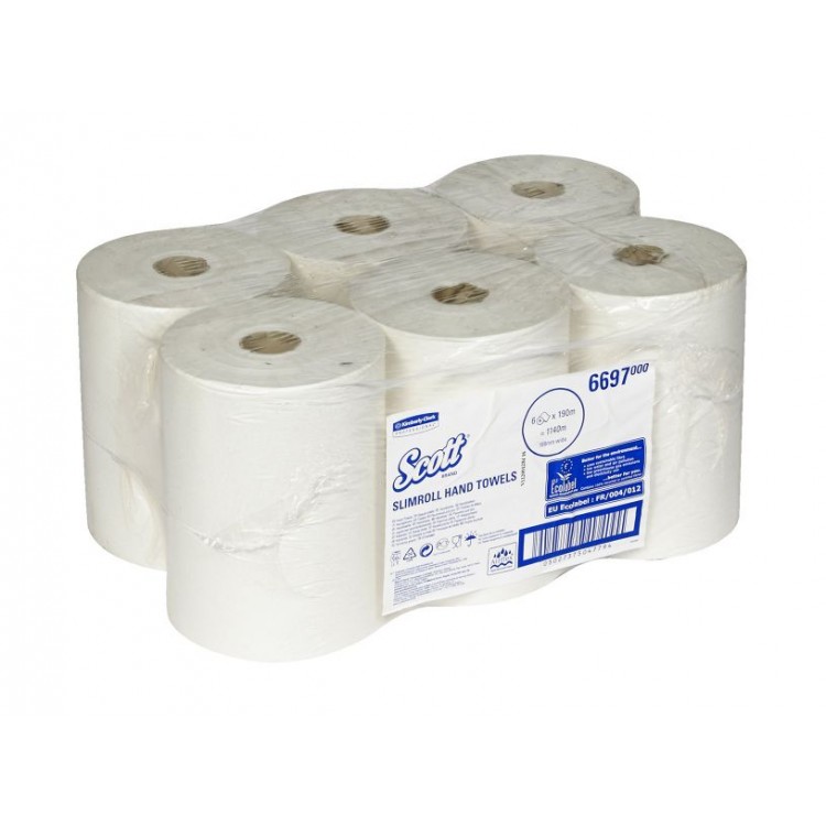 6697 Kimberly Clark Полотенца бумажные в рулоне Kimberly Clark Scott Slimroll 6697 1-слойные в рулоне по 190 метров 