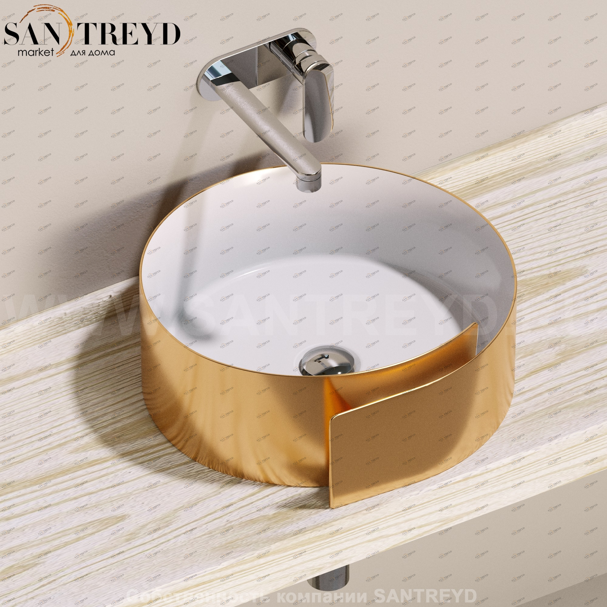 RL44LGOLD Накладная раковина на столешницу  круглая Ceramica Flaminia Roll