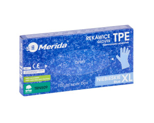 TRN509 Перчатки из эластомера TPE, синие, размер XL, 100 шт. в упаковке Merida