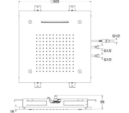 Квадратная потолочная насадка для душа с водопадом из нержавеющей стали CRISTINA Rubinetterie дополнения для душа / ванны / умывальника - Inox collection ARCH-00141998 - Вид №2