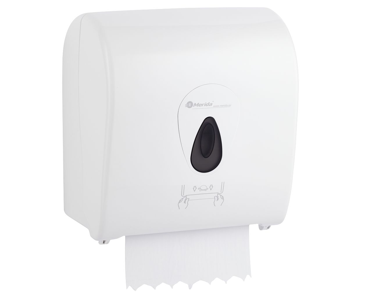 CTS302 TOP AUTOMATIC MAXI механический диспенсер для бумажных полотенец в рулонах, пластик ABS, глянцевый белый, серое окно Merida  - Вид №4