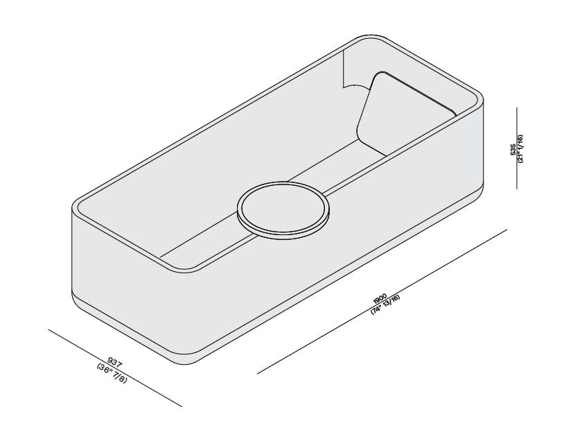 Мраморная прямоугольная ванна в центре комнаты LUCE DI CARRARA Monolithos ARCH-00070047 - Вид №4