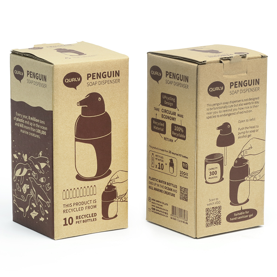 QL10351-BK-WH Диспенсер для мыла penguin, черно-белый Qualy  - Вид №6