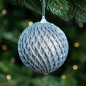Ажурный елочный шар KREAFORTA серый с блестками ø10 см 89420652