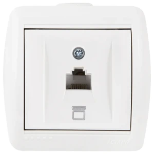 Розетка компьютерная накладная Lezard Nata RJ45, цвет белый