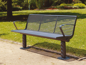 Скамья из нержавеющей стали с подлокотниками