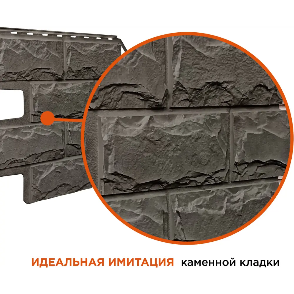 Панель фасадная полипропилен 595x795 мм цвет темно-серый FINEBER Нет STLM-2171034 - Вид №4