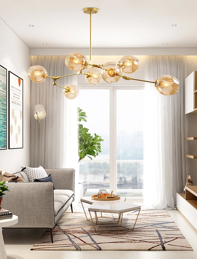 Светильник подвесной на 7 ламп 42х168 см янтарный Bubble 7058/7B/amber DELIGHT COLLECTION ДИЗАЙНЕРСКИЕ 00-3883071 Золото;прозрачный  - Вид №3