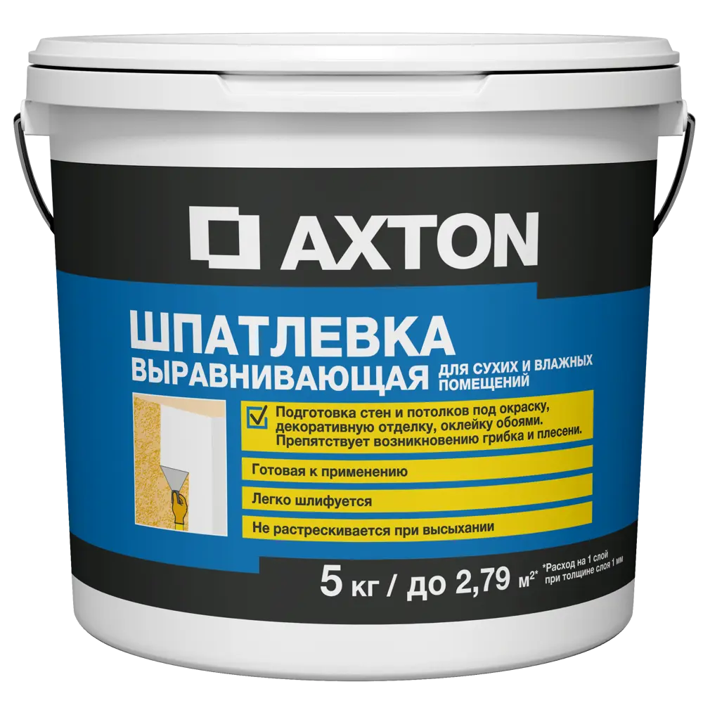 Шпаклёвка Axton для сухих и влажных помещений акриловая 5 кг STLM-2032403