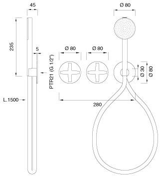 Ceadesign Настенный термостатический смеситель для ванны / душа Cross Crx 20 h - Вид №1