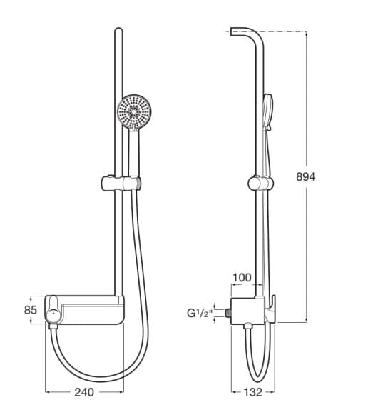 Латунный однорычажный смеситель для душа с ручным душем Roca ROUND 5A9A88C00 ARCH-00152690 - Вид №2